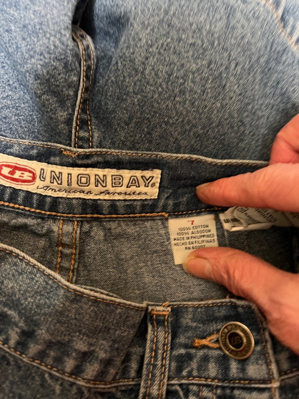 UNIONBAY Light Wash Denim Wrap Skort with Button Detail - Picture 2 of 9
